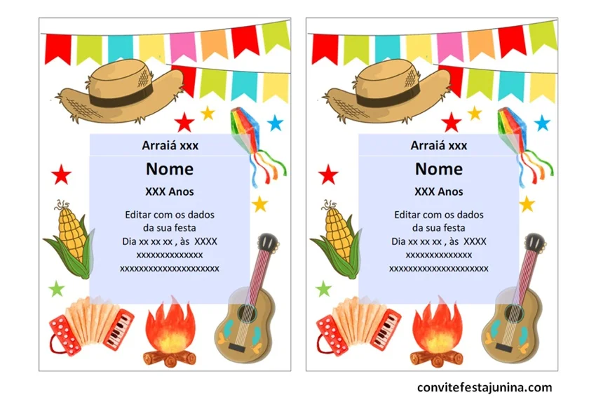 Convite Festa Junina Xadrez Gratis - Fazendo a Nossa Festa