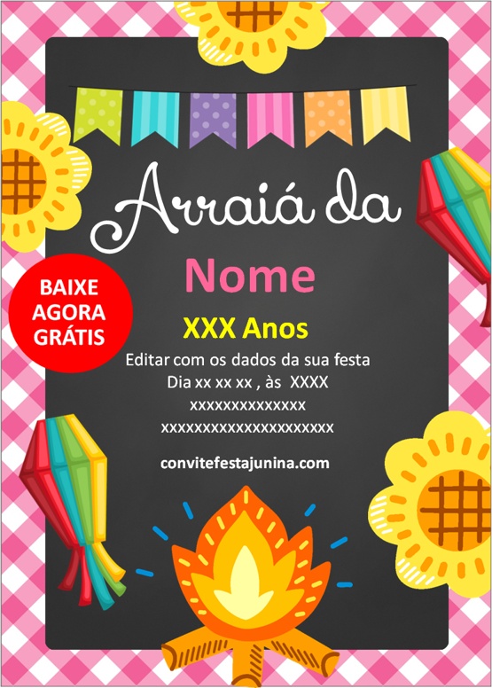 modelo de convite de festa junina