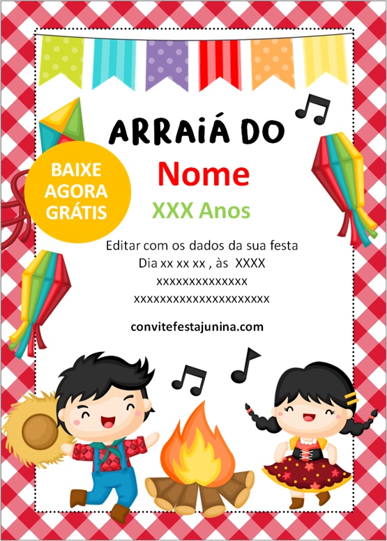 convite festa junina para editar