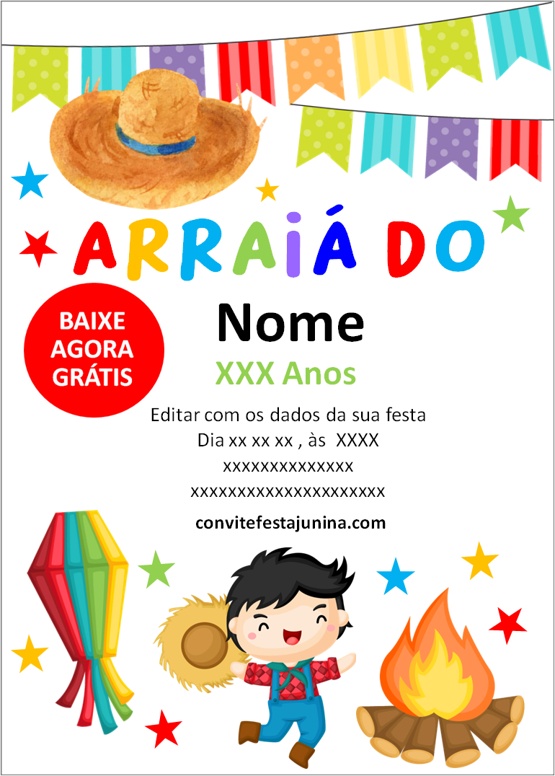 Convite Digital Festa Junina Menino