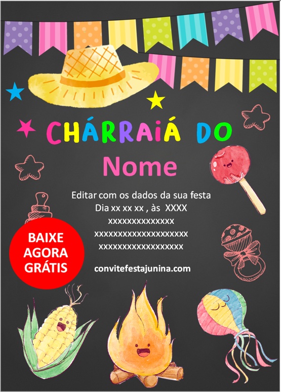 convite cha de bebe tema festa junina para editar