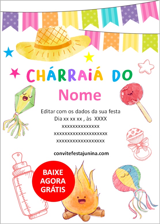 Convite Digital Festa Junina Bebê