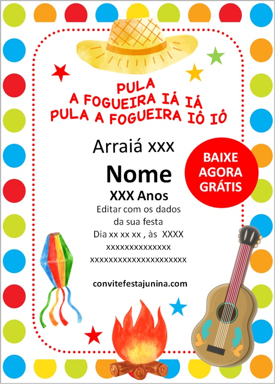 convite de festa junina com fogueira