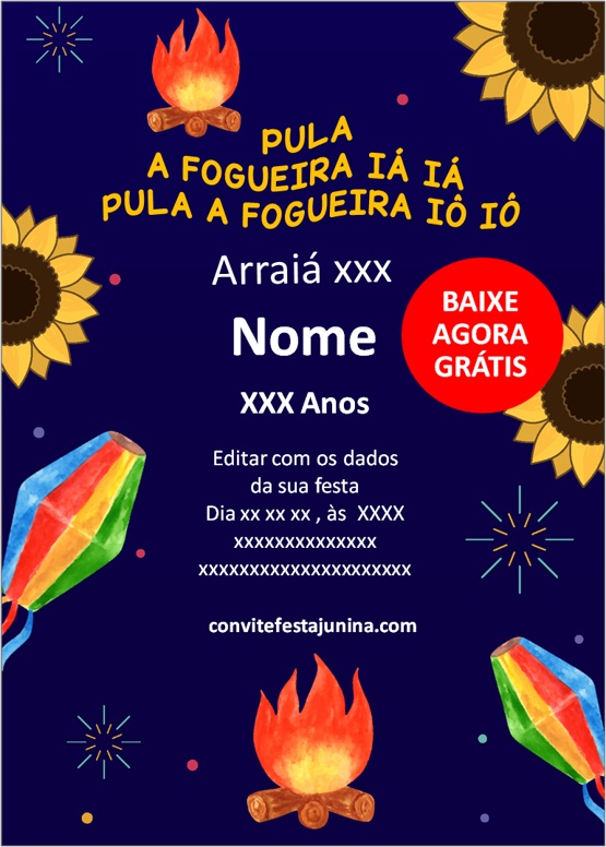Convite festa junina Fogueira