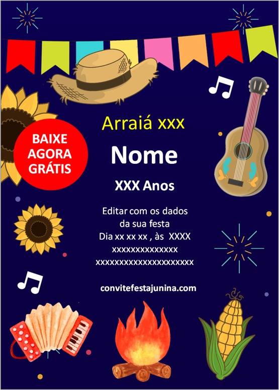 Convite Festa Junina para Adulto