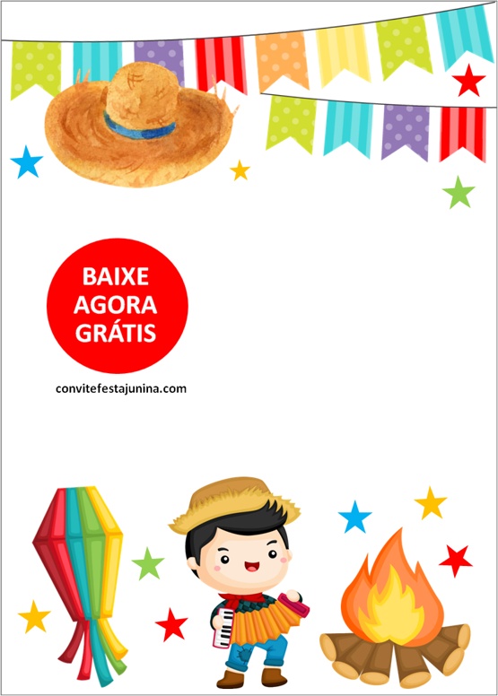 Convite de aniversário infantil Festa Junina