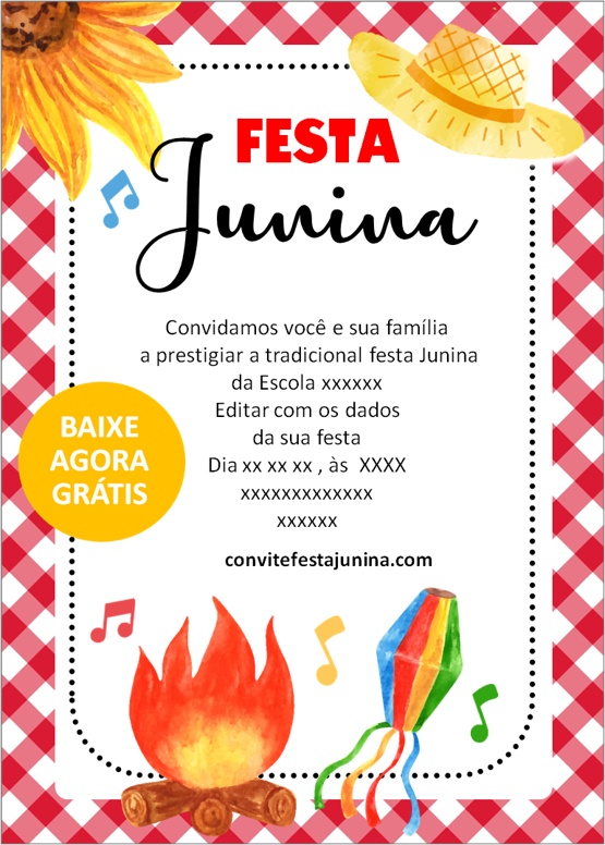 convite de festa junina para escola