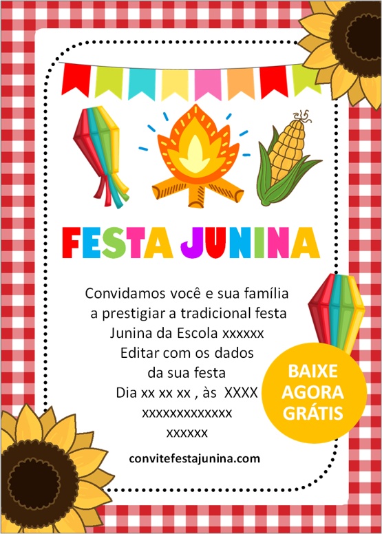 convite festa junina na escola