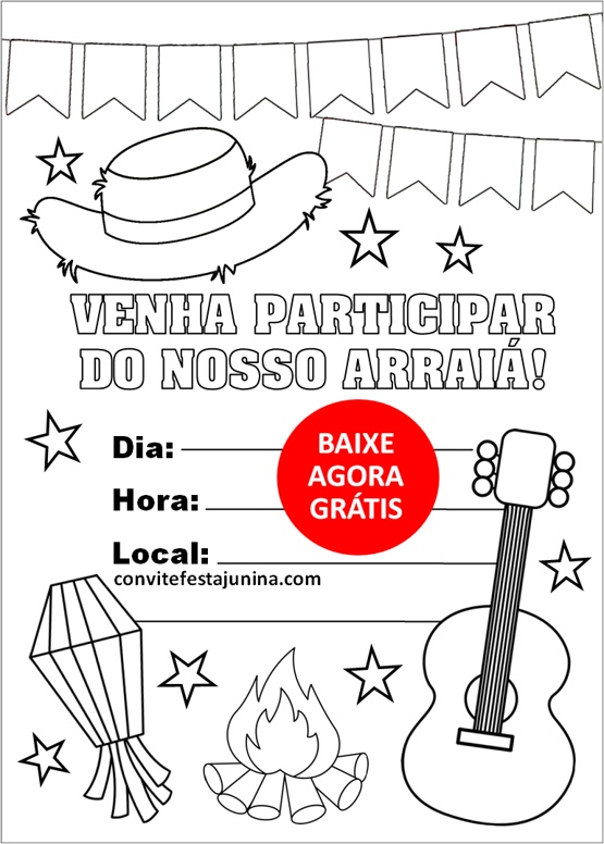 Colorir Desenho Convite Festa Junina