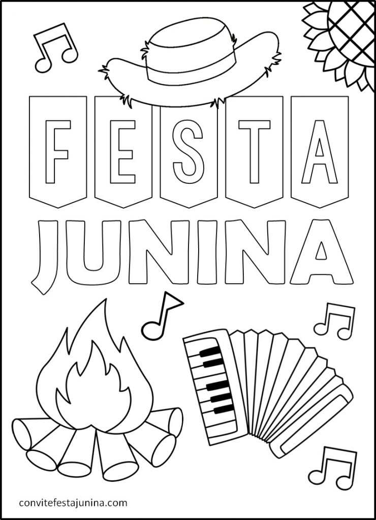 FREE! - Desenhos de Festa Junina para Imprimir