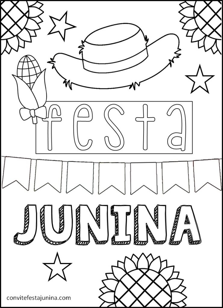 FREE! - Desenhos de Festa Junina para Colorir