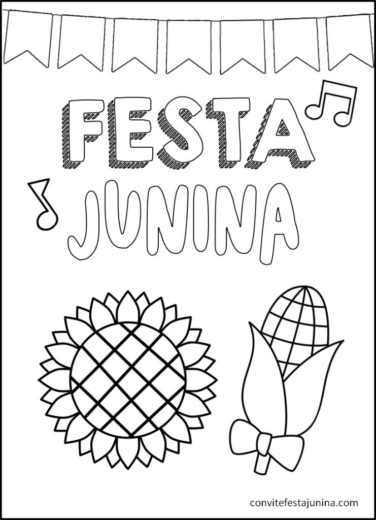 FREE! - Desenhos de Festa Junina para Colorir