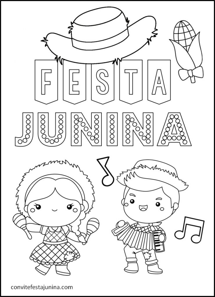 FREE! - Imagens de Festa Junina para Colorir